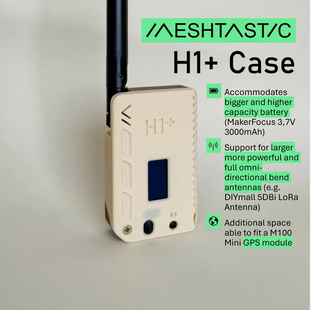 H1+ - Enhanced H1 Case for Heltec V3/Heltec V4 by muzi.work running Meshtastic — 3D printed Heltec V3 case for Meshtastic and MeshCore
