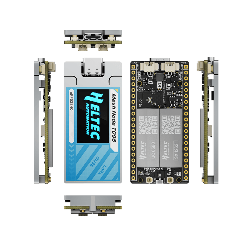 T096 exploded view showing all sides of the board
