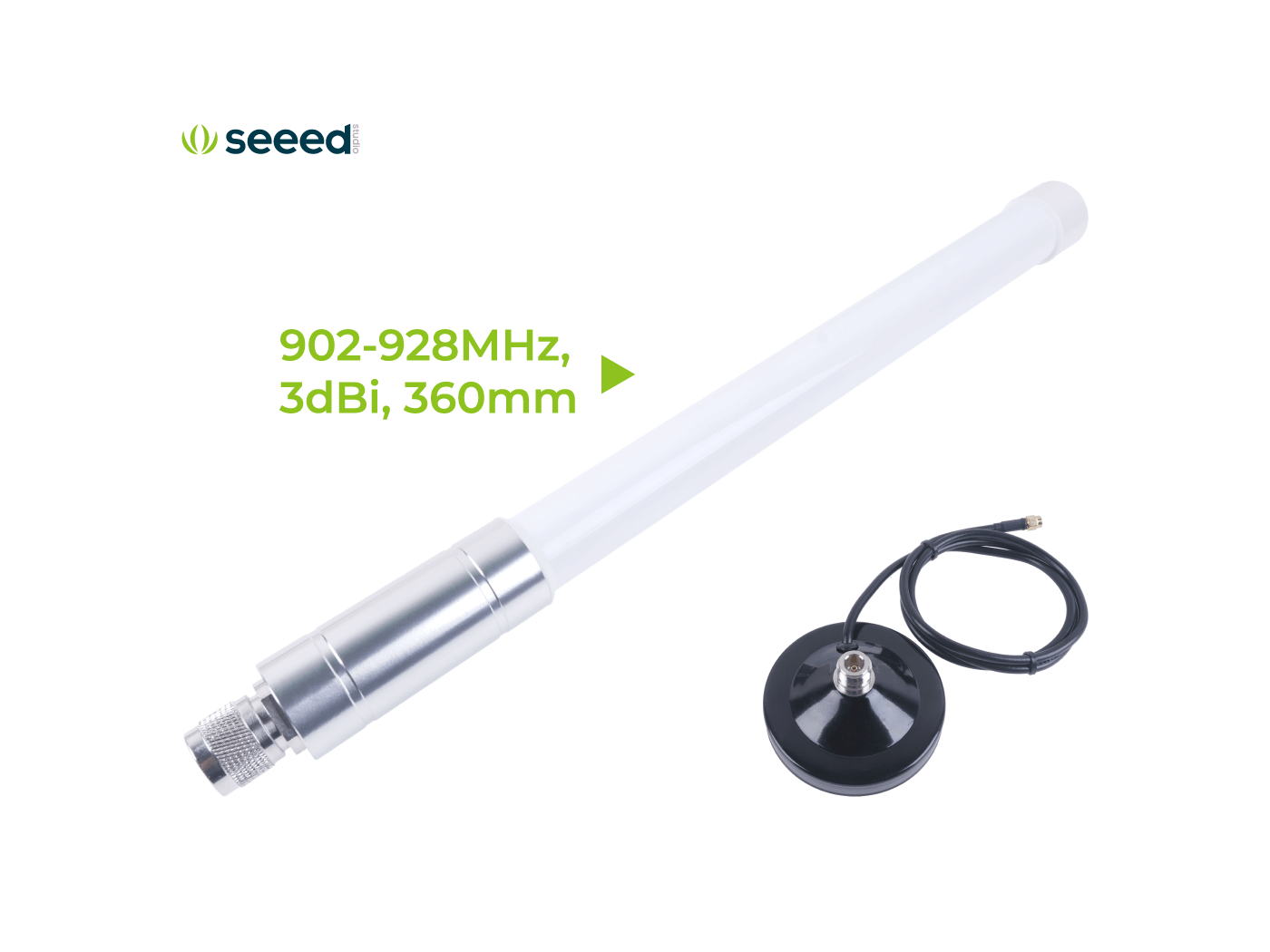 Seeed 902-928 MHz 3 dBi 360 mm fiberglass antenna with magnetic base and pigtail cable
