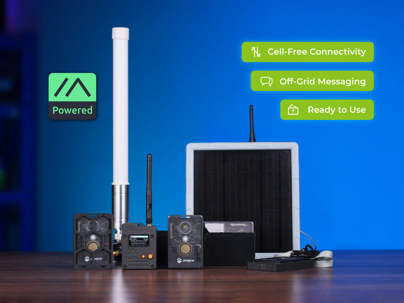 Seeed Meshtastic Starter Kit with Card Tracker T1000-E, Wio Tracker L1 Pro, SenseCAP Solar Node P1-Pro and fiberglass antenna